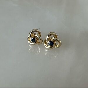 14k Solid Gold Spinel Knot Stud Earrings
